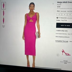 Bardot Maja Midi Dress Pop Pink, size 4